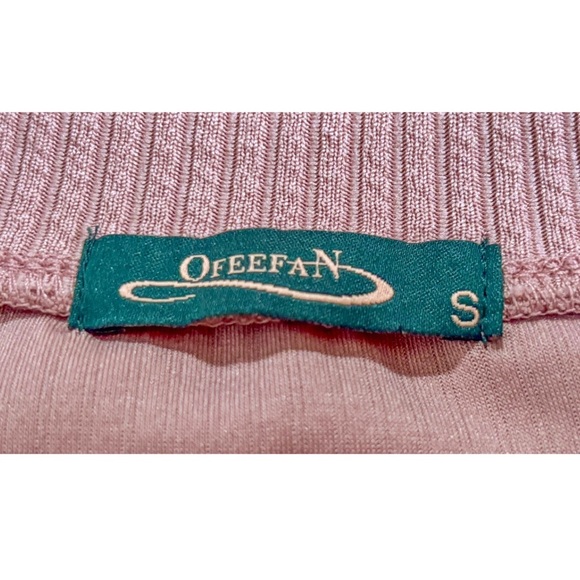 Ofeefan Dusty Pink Purple Ribbed Shirt Size Small Colorblock Casual Leisure - Picture 2 of 5